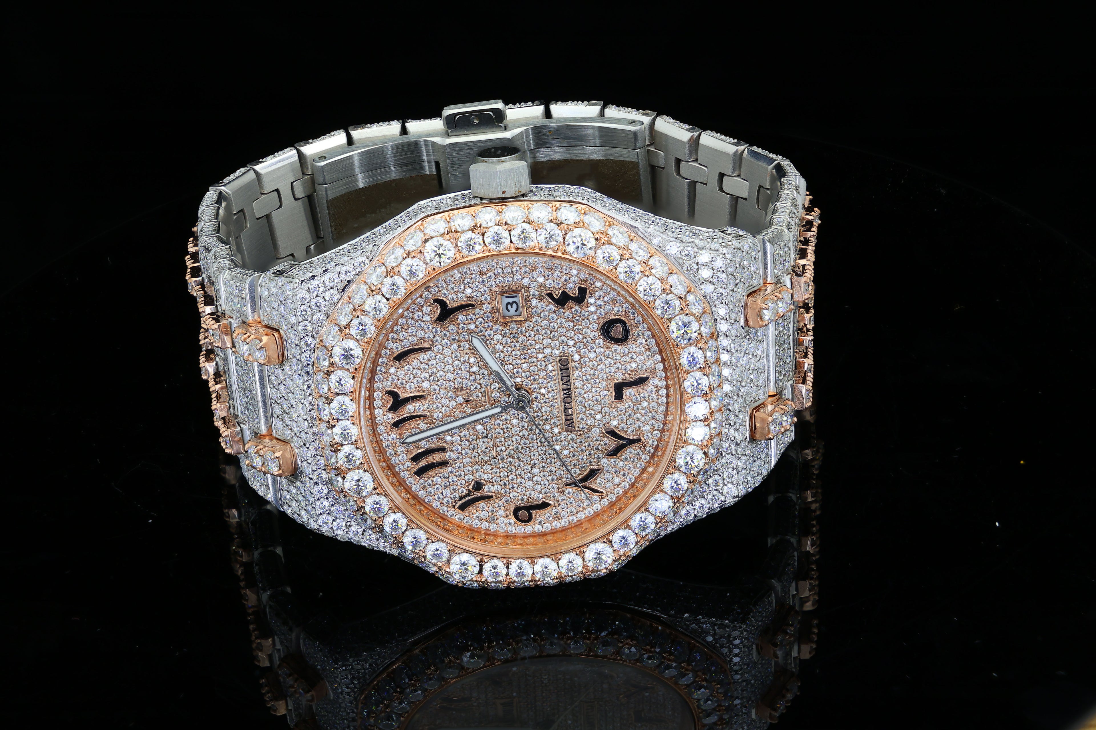 Custom Diamond Hip Hop Automatic Watch : Luxury Moissanite Iced Out Watch
