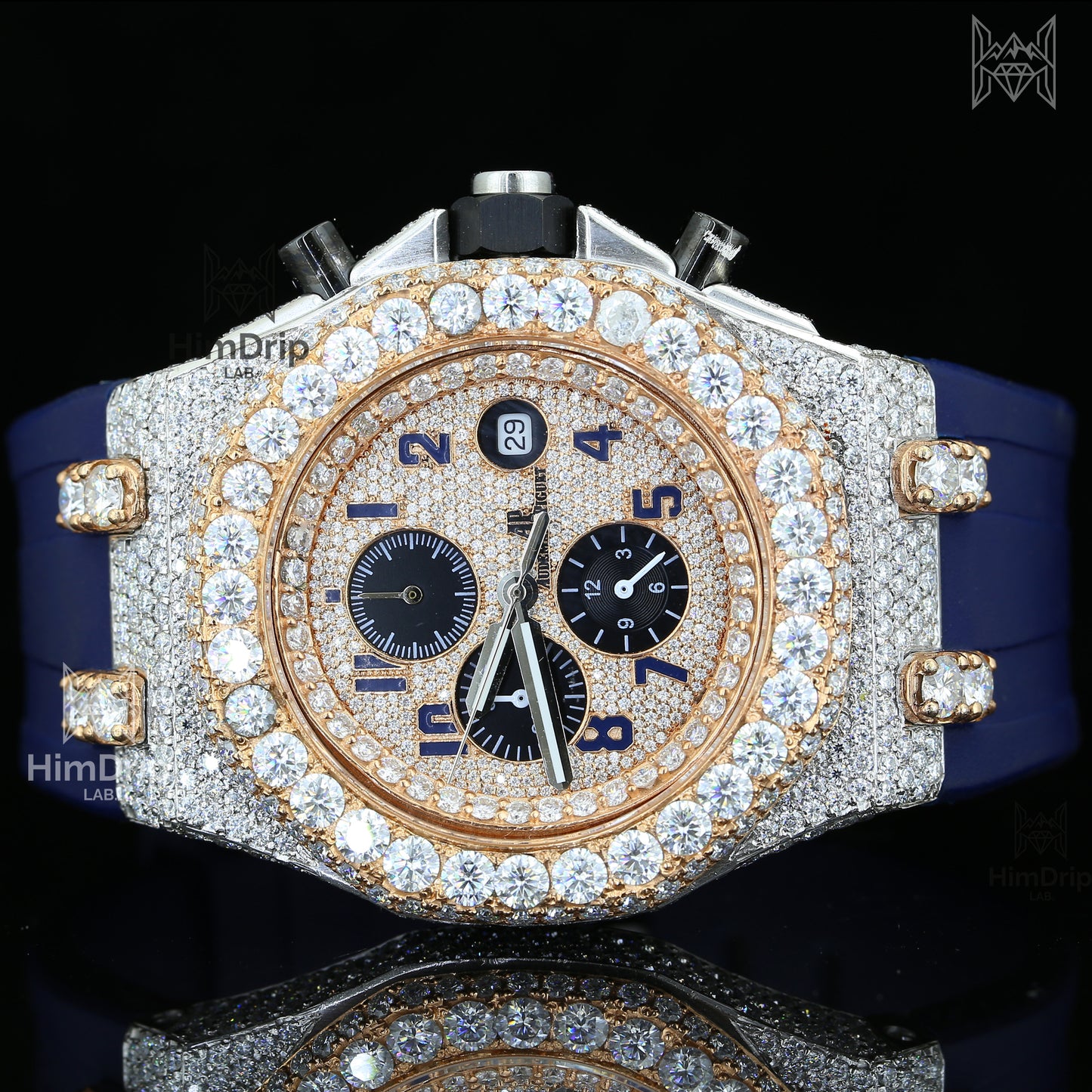 18K Gold Plated Iced Out Moissanite Watch – D VVS Moissanite | Japanese Quartz Movement | Luxury Hip Hop Watch