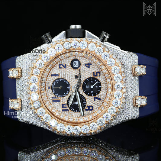 18K Gold Plated Iced Out Moissanite Watch – D VVS Moissanite | Japanese Quartz Movement | Luxury Hip Hop Watch
