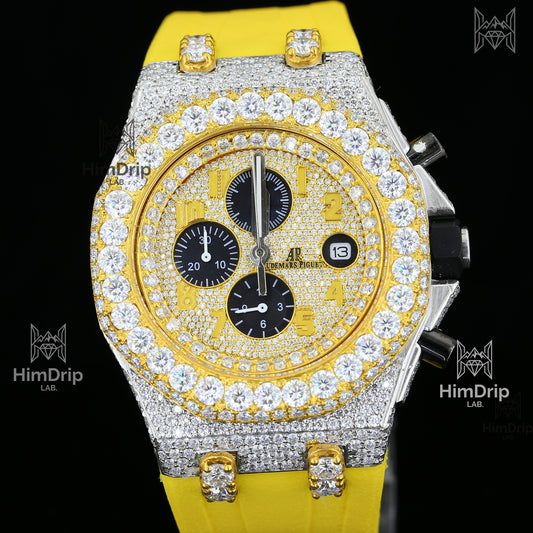 Customized Audemars Piguet Royal Oak Offshore | Yellow & White 18K Gold Plated | Moissanite Diamond Watch | Japanese Automatic Movement