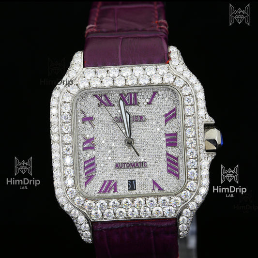 Customized Automatic Moissanite Diamond Royal Oak Offshore Chronograph Leather Strap Watch For Men