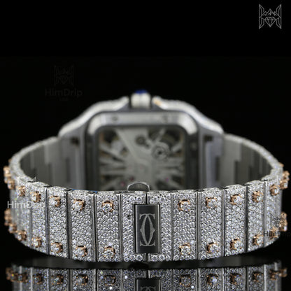 18K Gold Plated Skeleton Moissanite Watch – D VVS Moissanite | Japanese / Semi ETA / ETA Automatic Movement