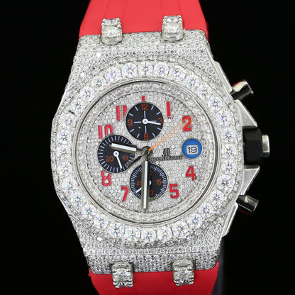 18K White Gold Plated Iced Out Moissanite Watch – D VVS Moissanite | Japanese Quartz Movement | Luxury Hip Hop Watch