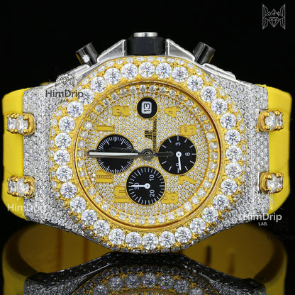 Customized Audemars Piguet Royal Oak Offshore | Yellow & White 18K Gold Plated | Moissanite Diamond Watch | Japanese Automatic Movement