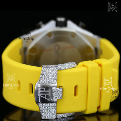 Customized Audemars Piguet Royal Oak Offshore | Yellow & White 18K Gold Plated | Moissanite Diamond Watch | Japanese Automatic Movement