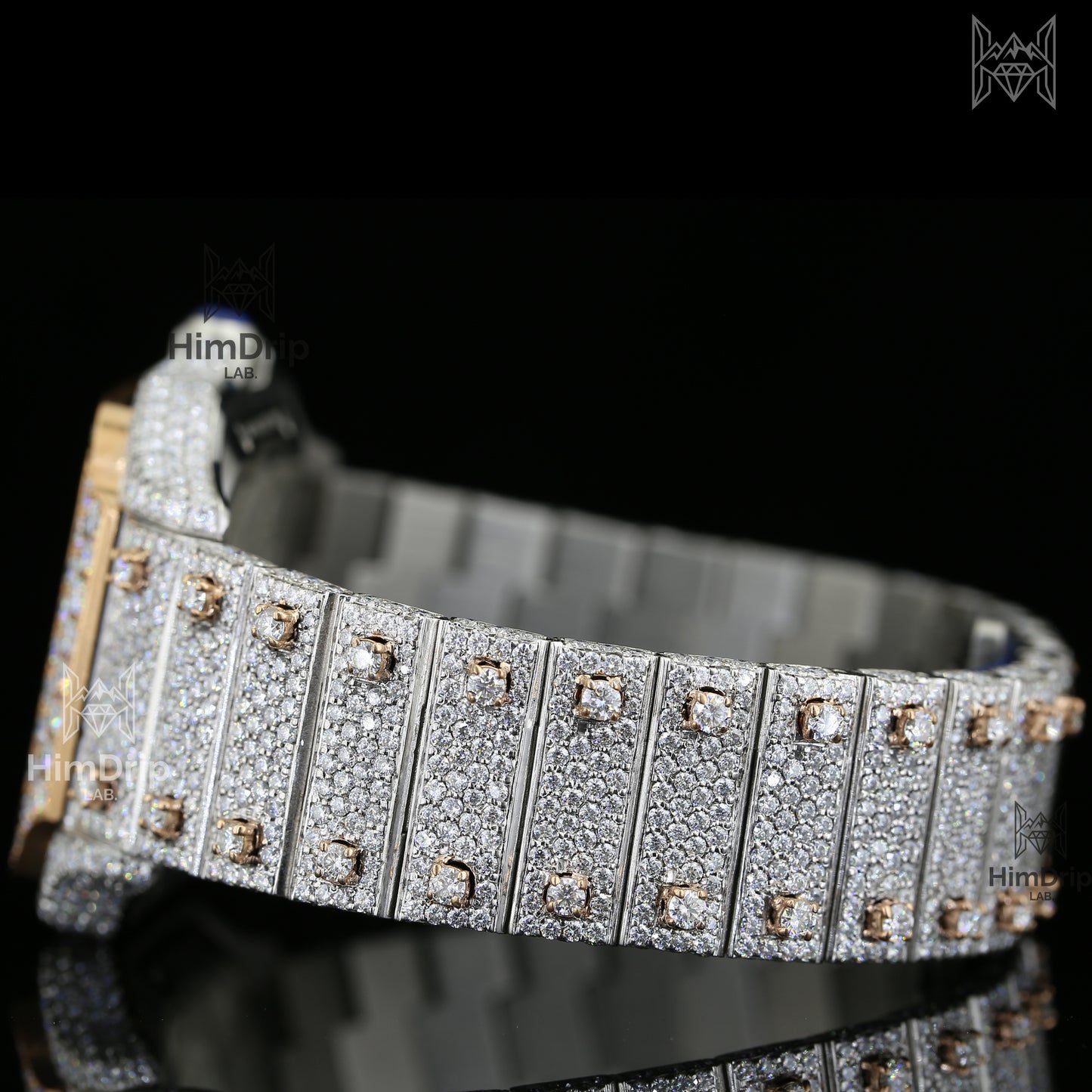 18K Gold Plated Skeleton Moissanite Watch – D VVS Moissanite | Japanese / Semi ETA / ETA Automatic Movement