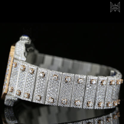 18K Gold Plated Skeleton Moissanite Watch – D VVS Moissanite | Japanese / Semi ETA / ETA Automatic Movement