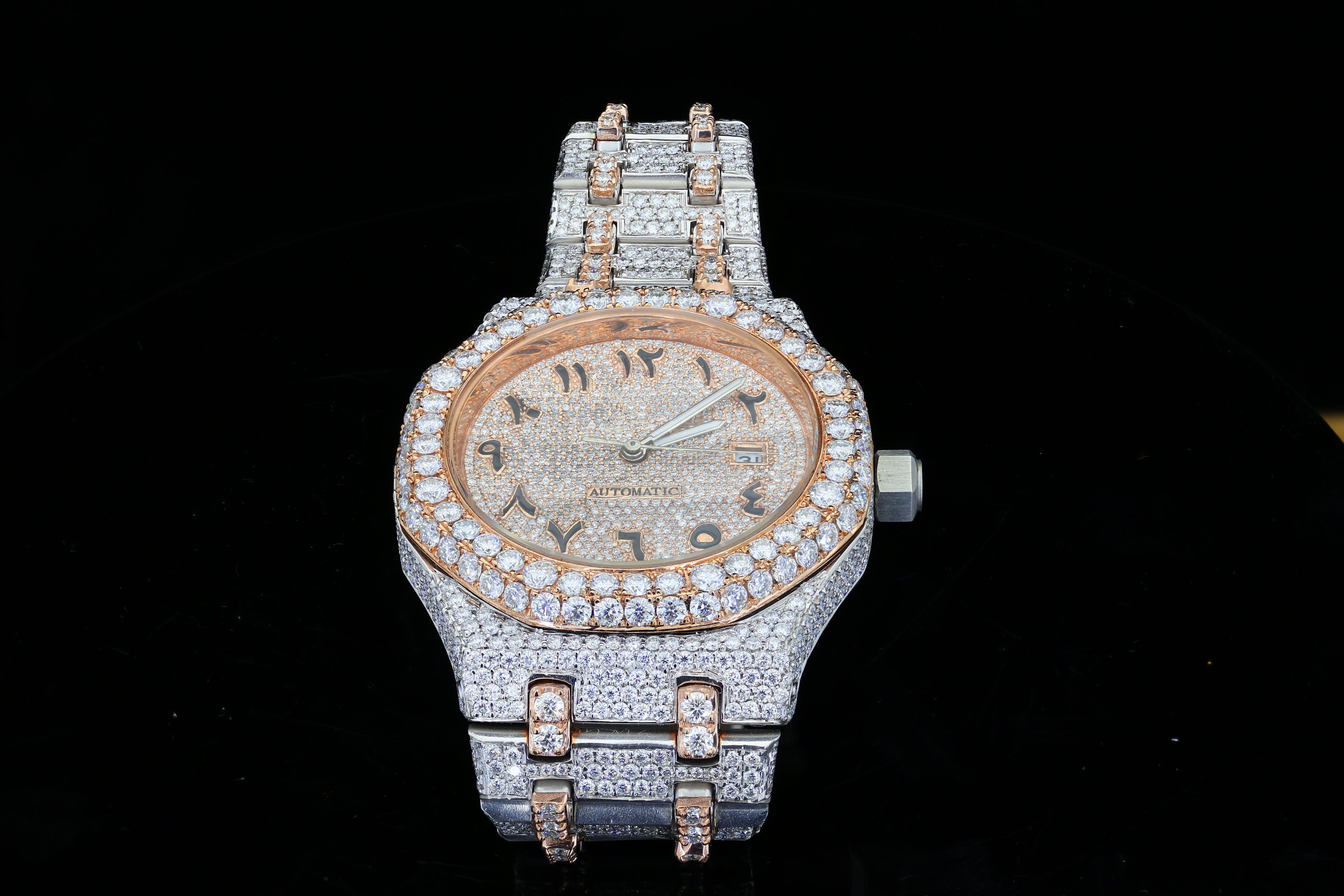 Custom Diamond Hip Hop Automatic Watch : Luxury Moissanite Iced Out Watch