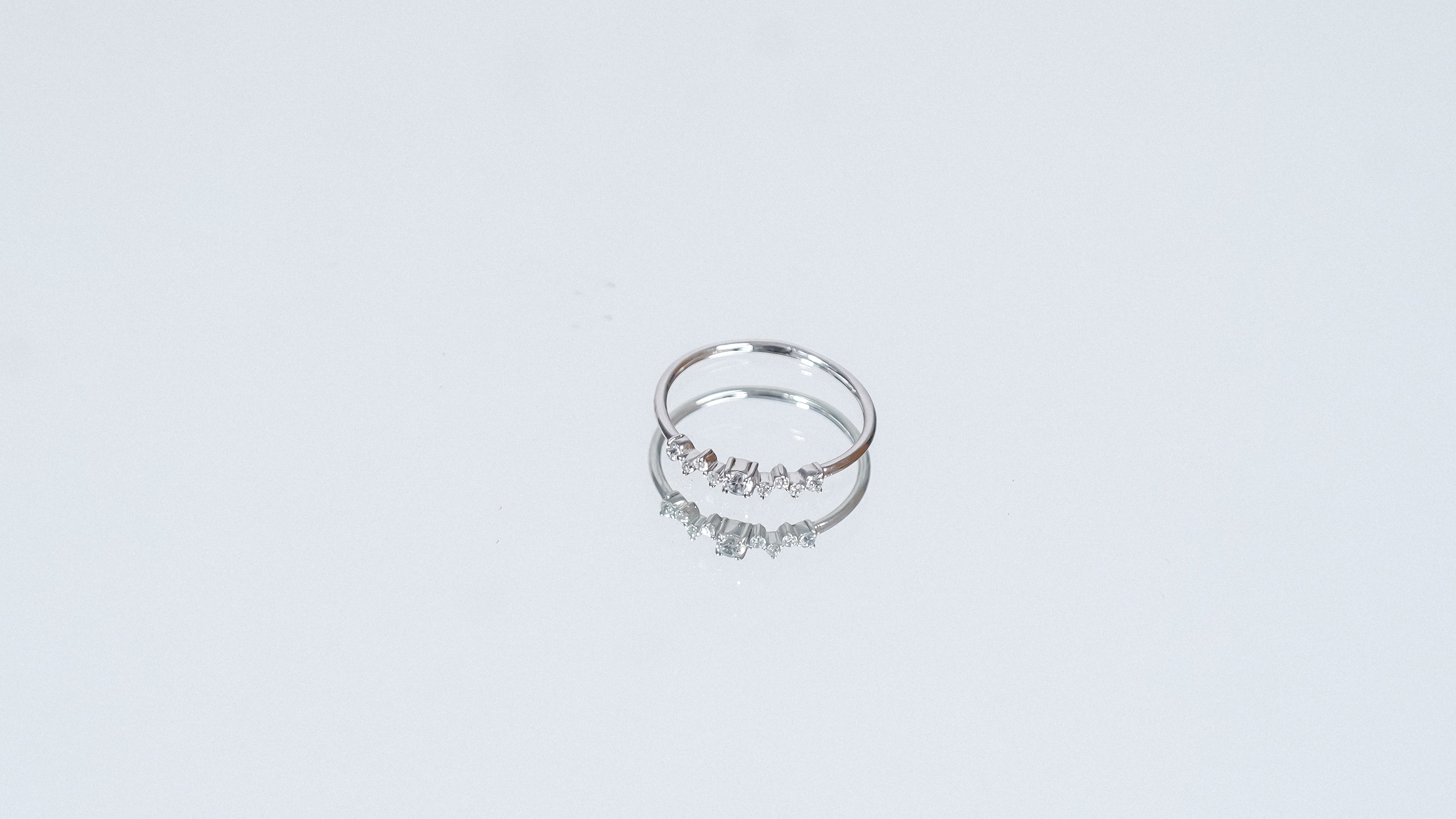 Silver Moissanite Cluster Ring: Dainty Sterling Silver Engagement Jewelry