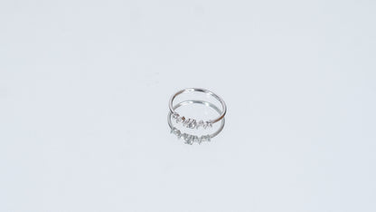 Silver Moissanite Cluster Ring: Dainty Sterling Silver Engagement Jewelry