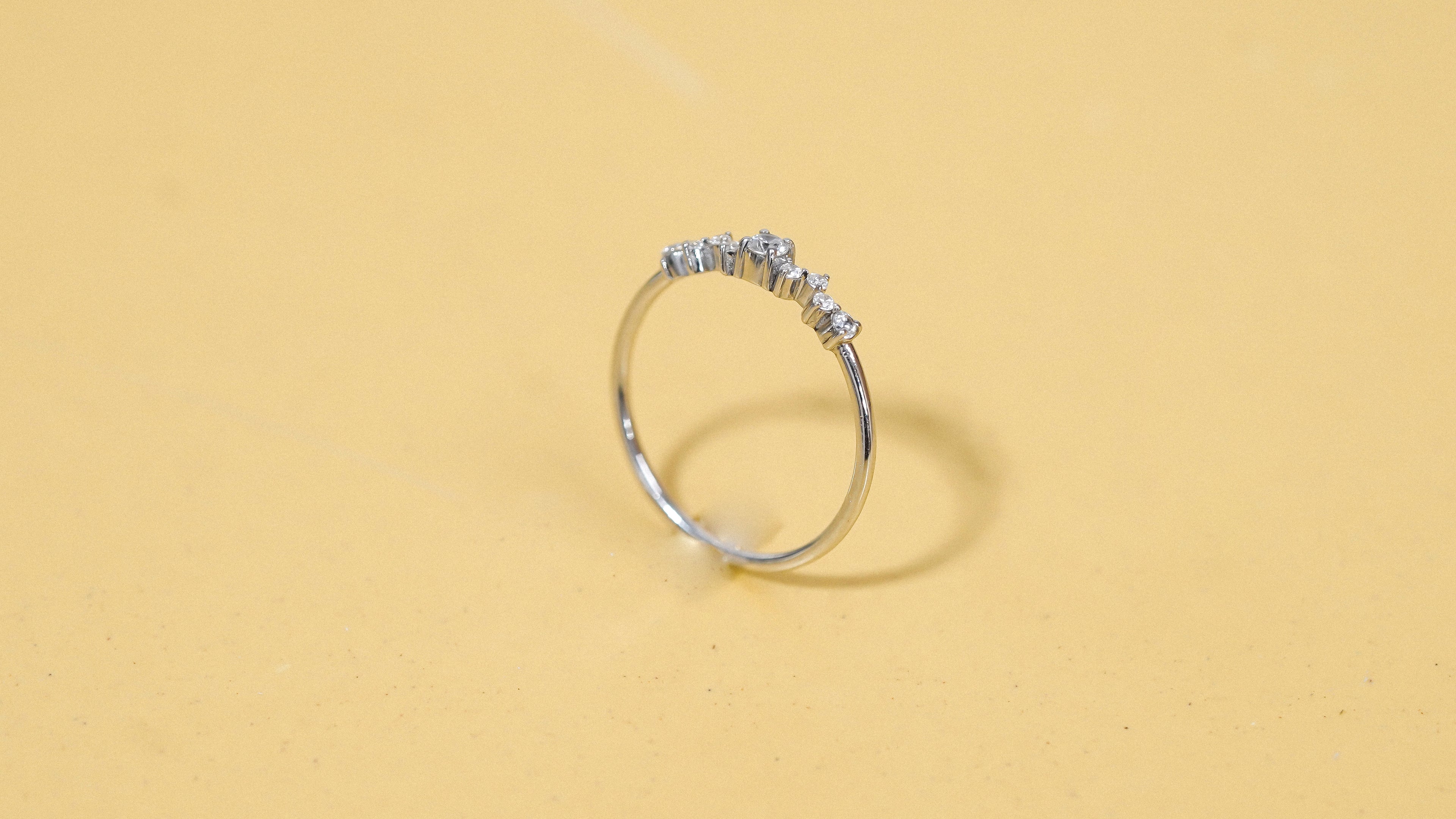 Silver Moissanite Cluster Ring: Dainty Sterling Silver Engagement Jewelry