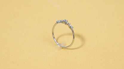 Silver Moissanite Cluster Ring: Dainty Sterling Silver Engagement Jewelry