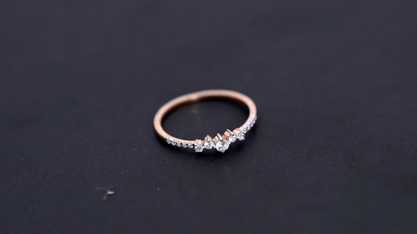 Sterling Silver Moissanite Cluster Ring: Minimalist Dainty Promise Jewelry