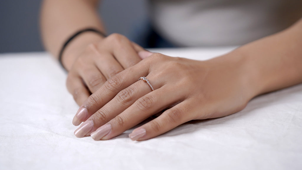 Sterling Silver Moissanite Cluster Ring: Minimalist Dainty Promise Jewelry