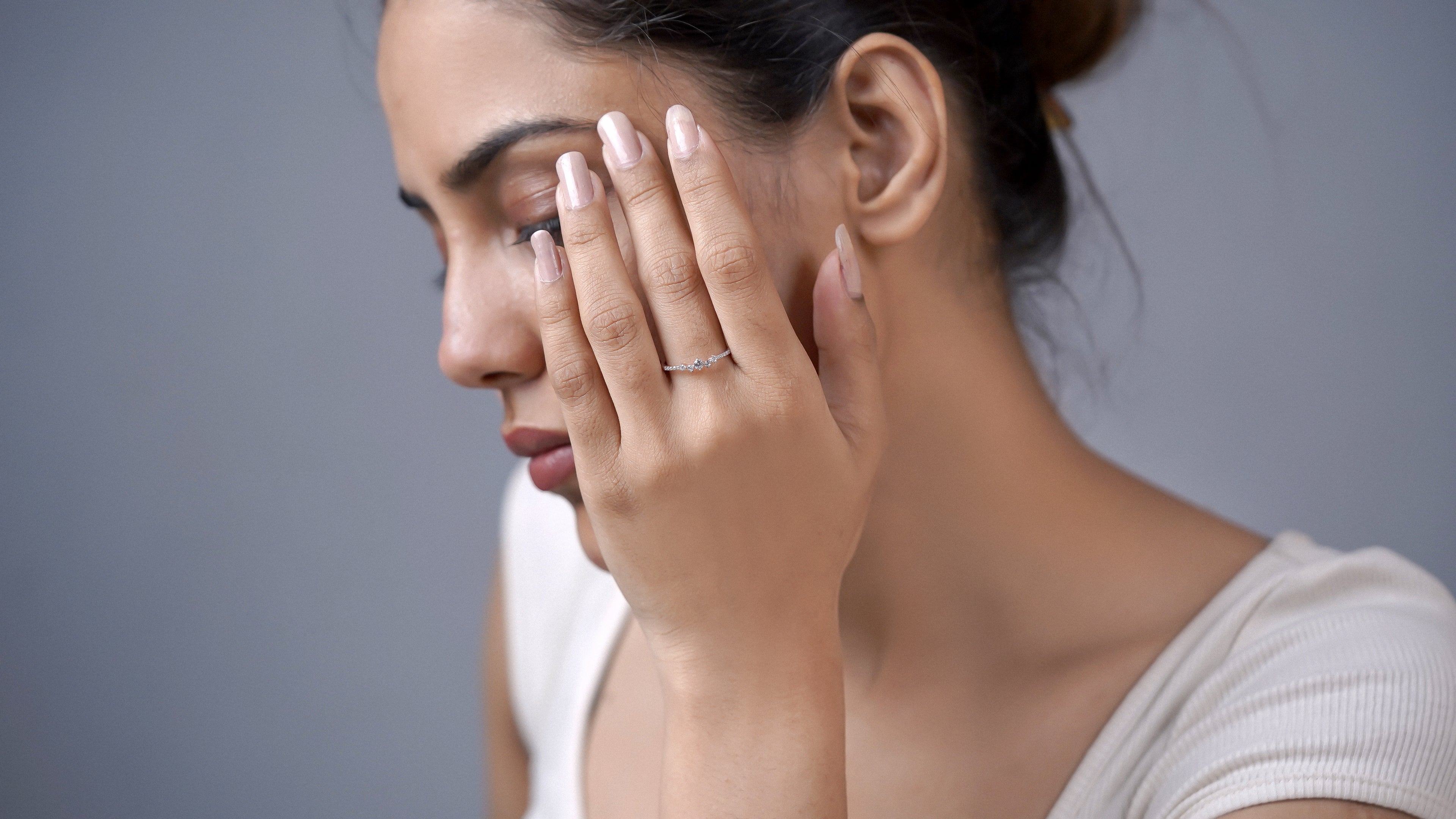 Sterling Silver Moissanite Cluster Ring: Minimalist Dainty Promise Jewelry