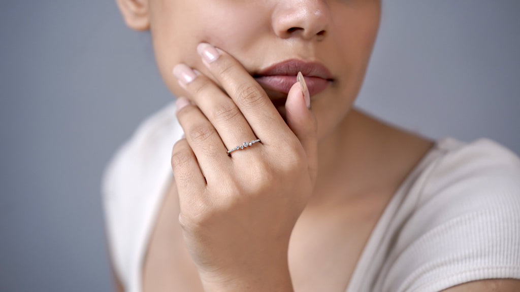 Sterling Silver Moissanite Cluster Ring: Minimalist Dainty Promise Jewelry