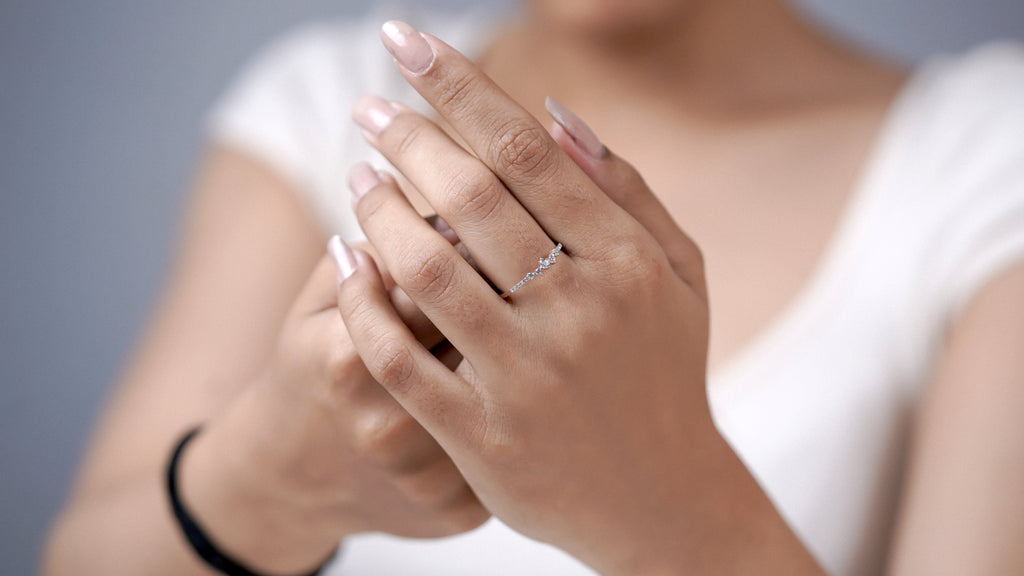 Sterling Silver Moissanite Cluster Ring: Minimalist Dainty Promise Jewelry