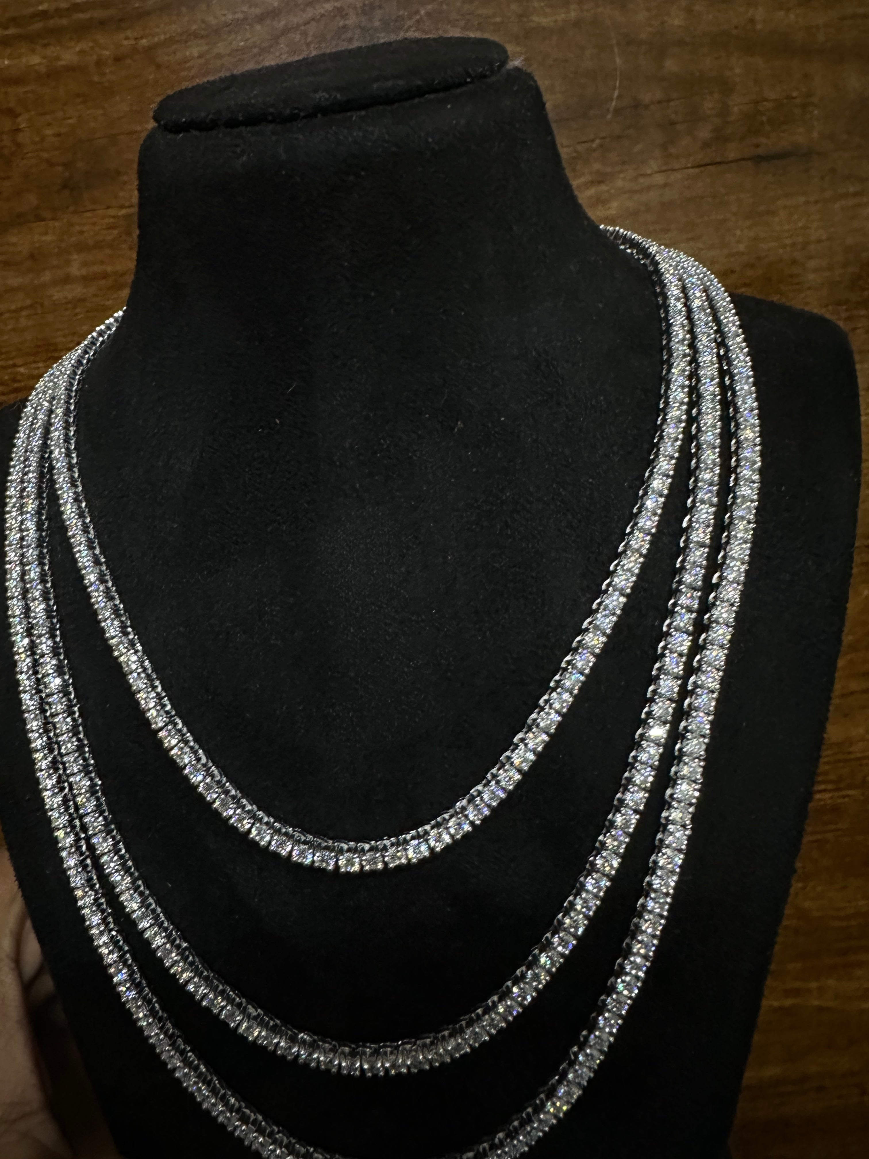 VVS1 Moissanite Diamond Tennis Chain Necklace, 925 Sterling Silver, Tennis Bracelet, Diamond Tennis Necklace, Women's & Men's Tennis Chain