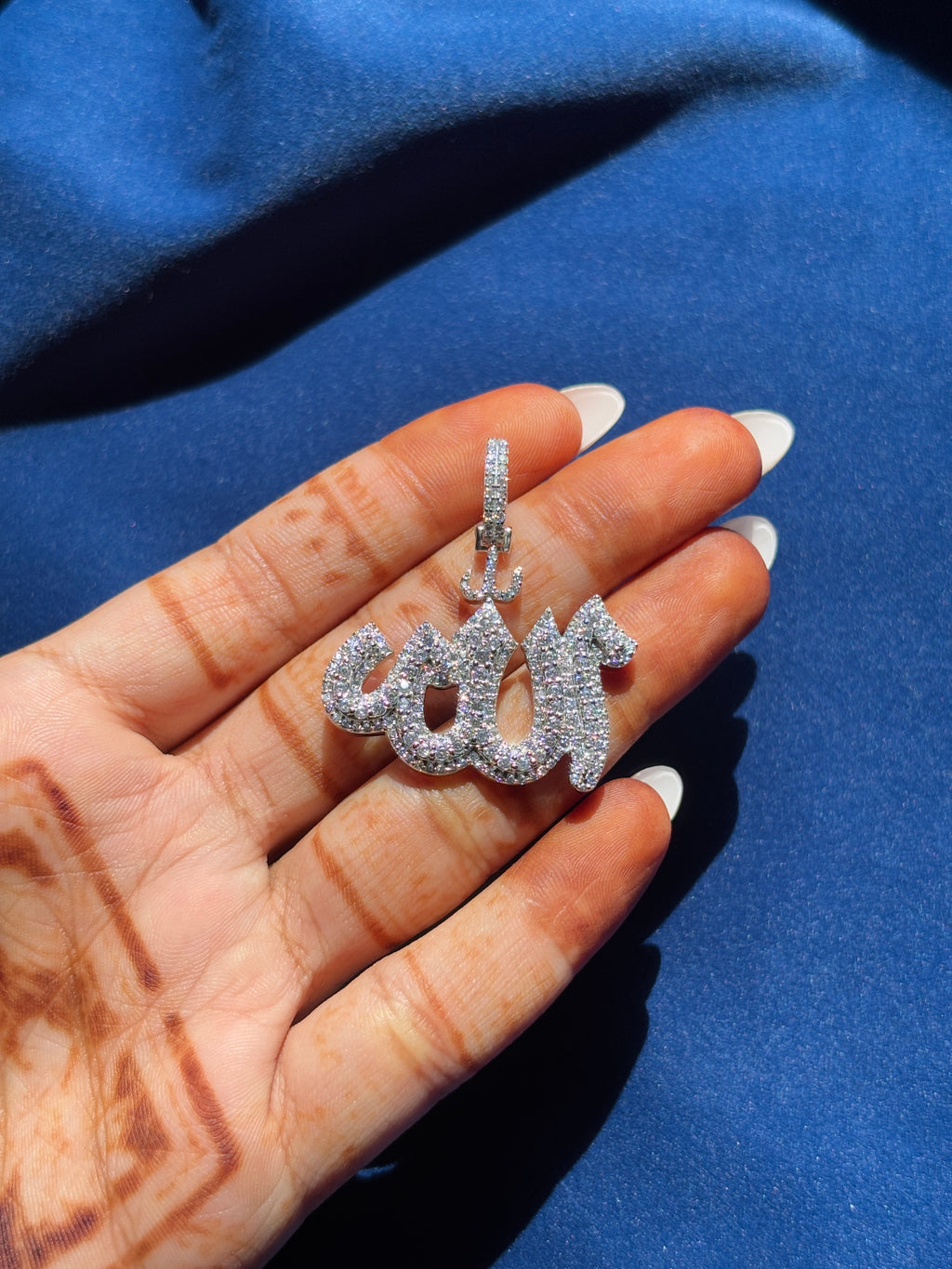 Allah Arabic Moissanite Pendant in 925 Sterling Silver | Iced Out Islamic Necklace | VVS Moissanite Hip Hop Jewelry