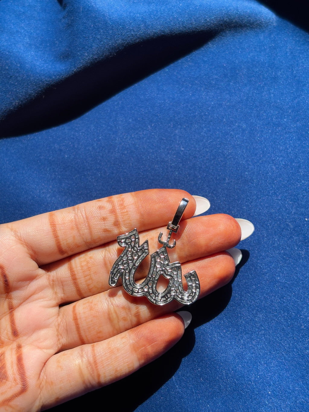 Allah Arabic Moissanite Pendant in 925 Sterling Silver | Iced Out Islamic Necklace | VVS Moissanite Hip Hop Jewelry