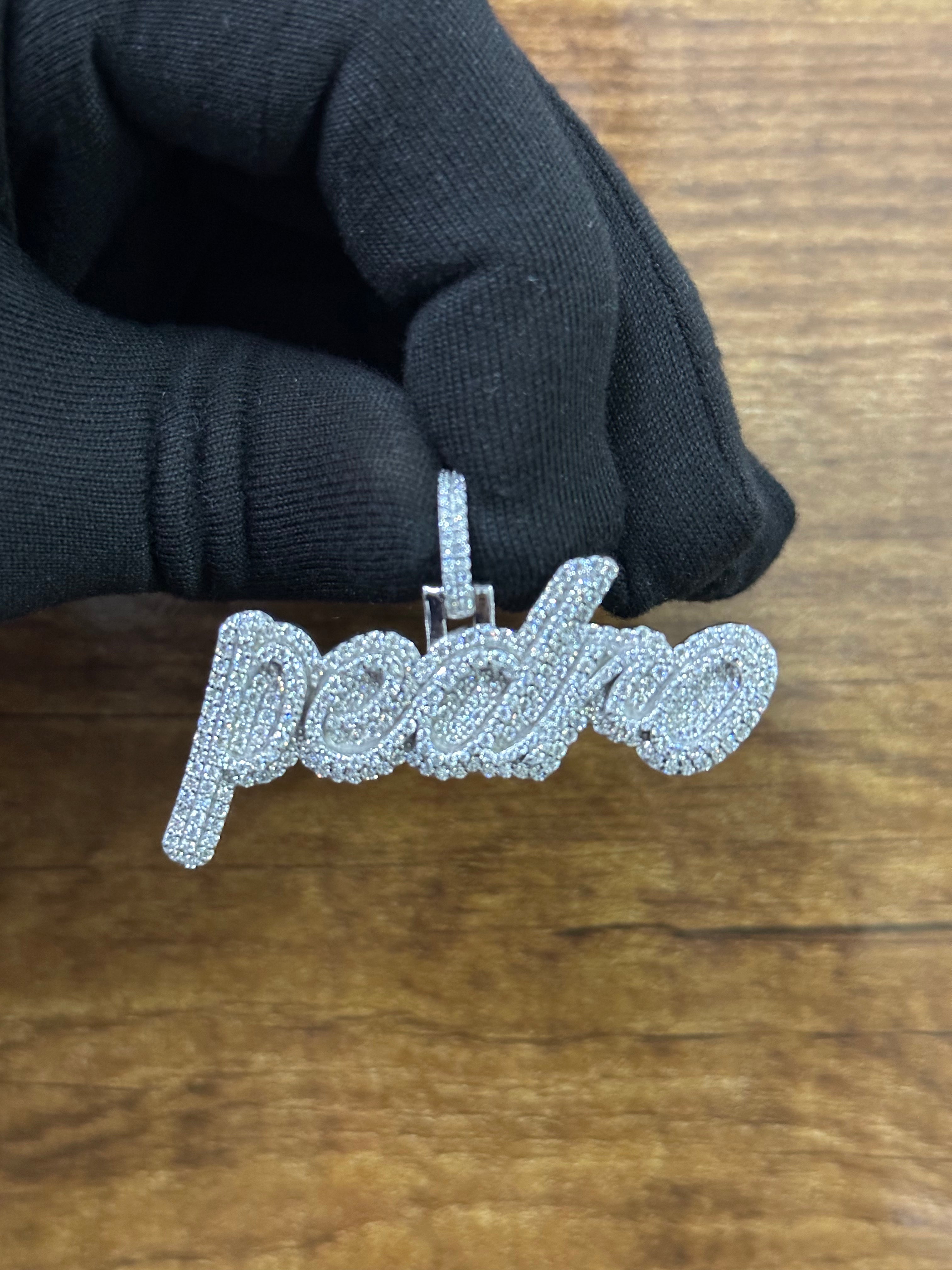 Custom Iced Out Name Pendant: Moissanite Pavé Sterling Silver Hip Hop Necklace