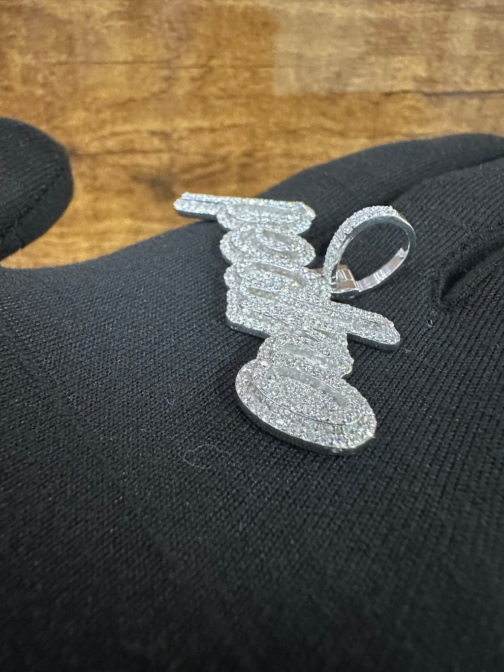 Custom Iced Out Name Pendant: Moissanite Pavé Sterling Silver Hip Hop Necklace