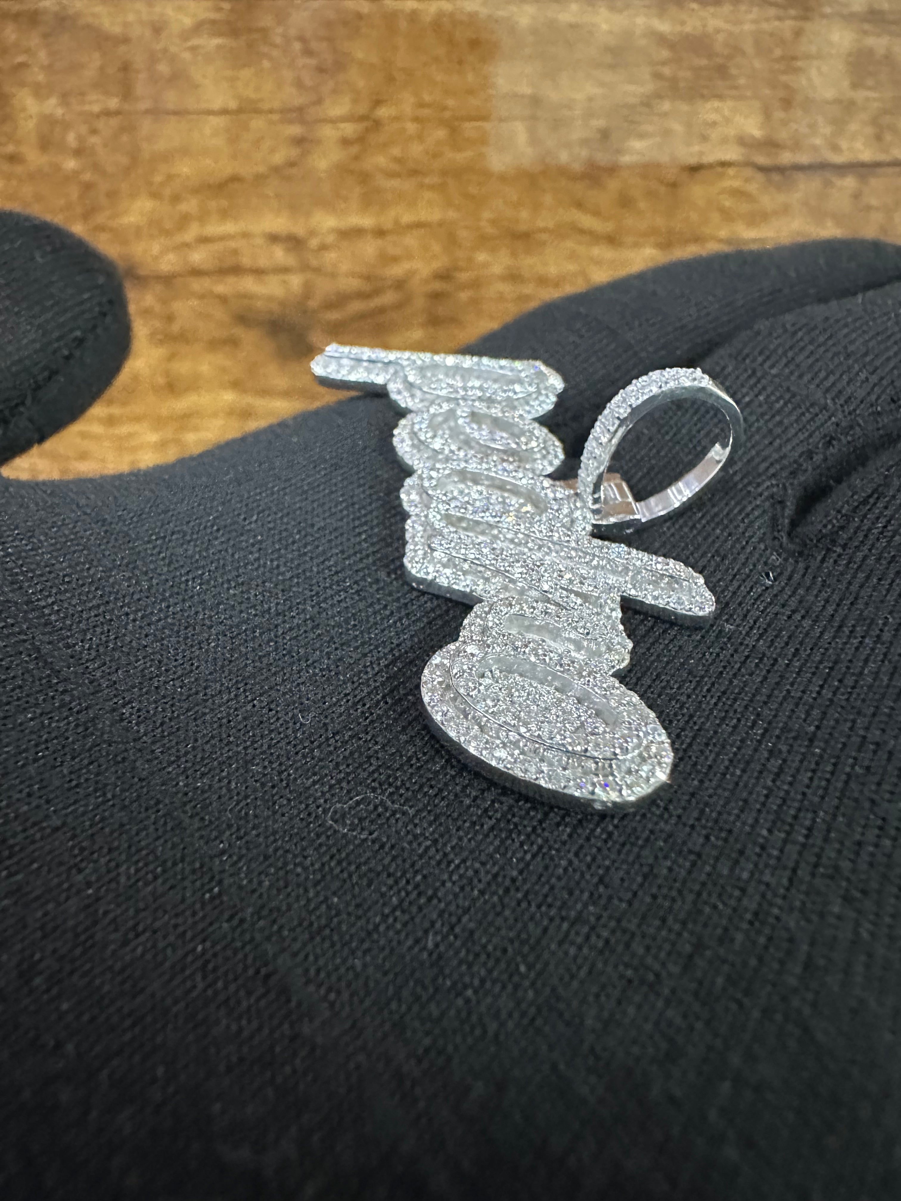 Custom Iced Out Name Pendant: Moissanite Pavé Sterling Silver Hip Hop Necklace