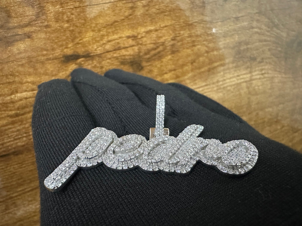 Custom Iced Out Name Pendant: Moissanite Pavé Sterling Silver Hip Hop Necklace