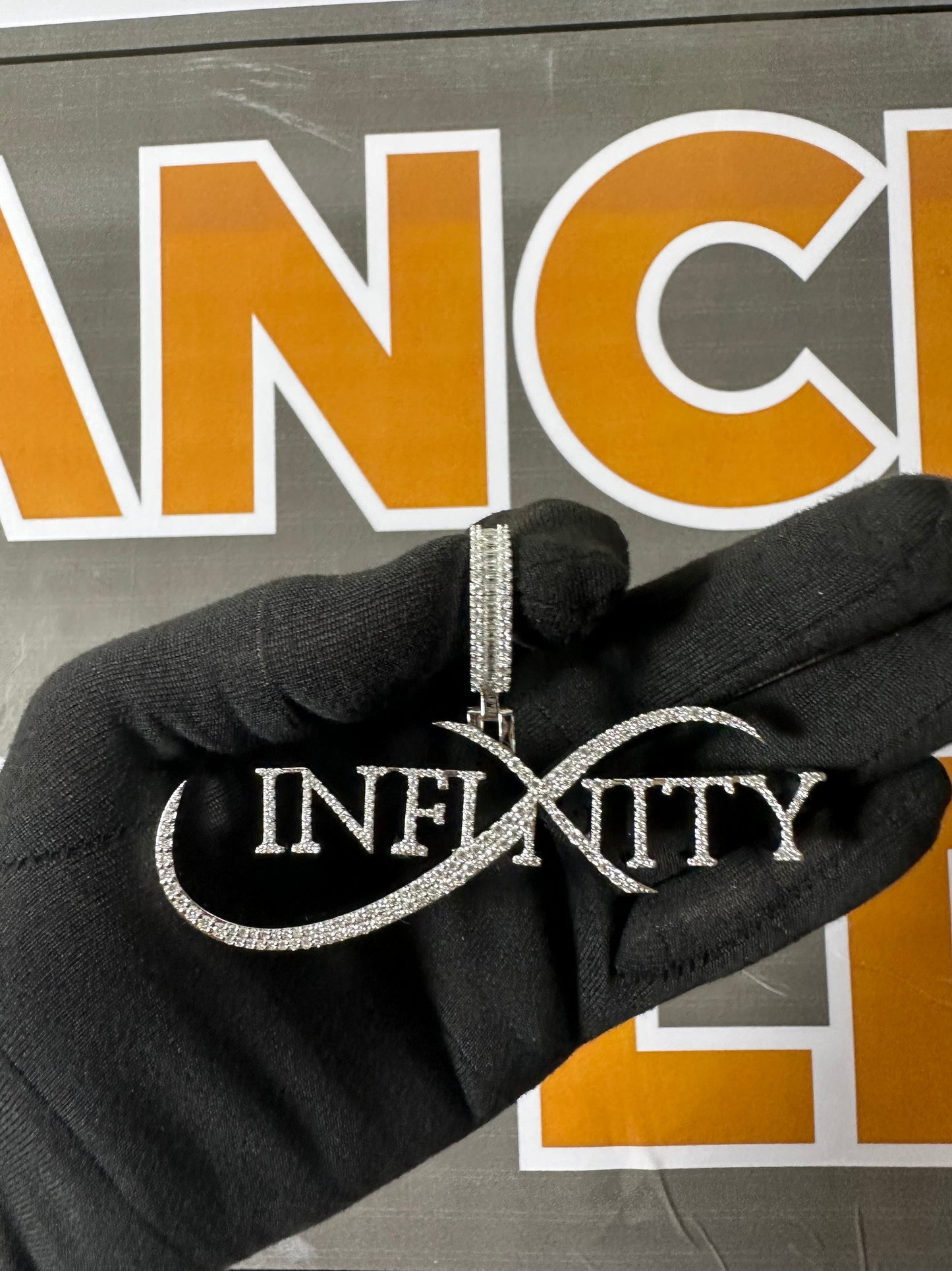 Custom Moissanite Infinity Pendant: Personalized 925 Silver Name Necklace