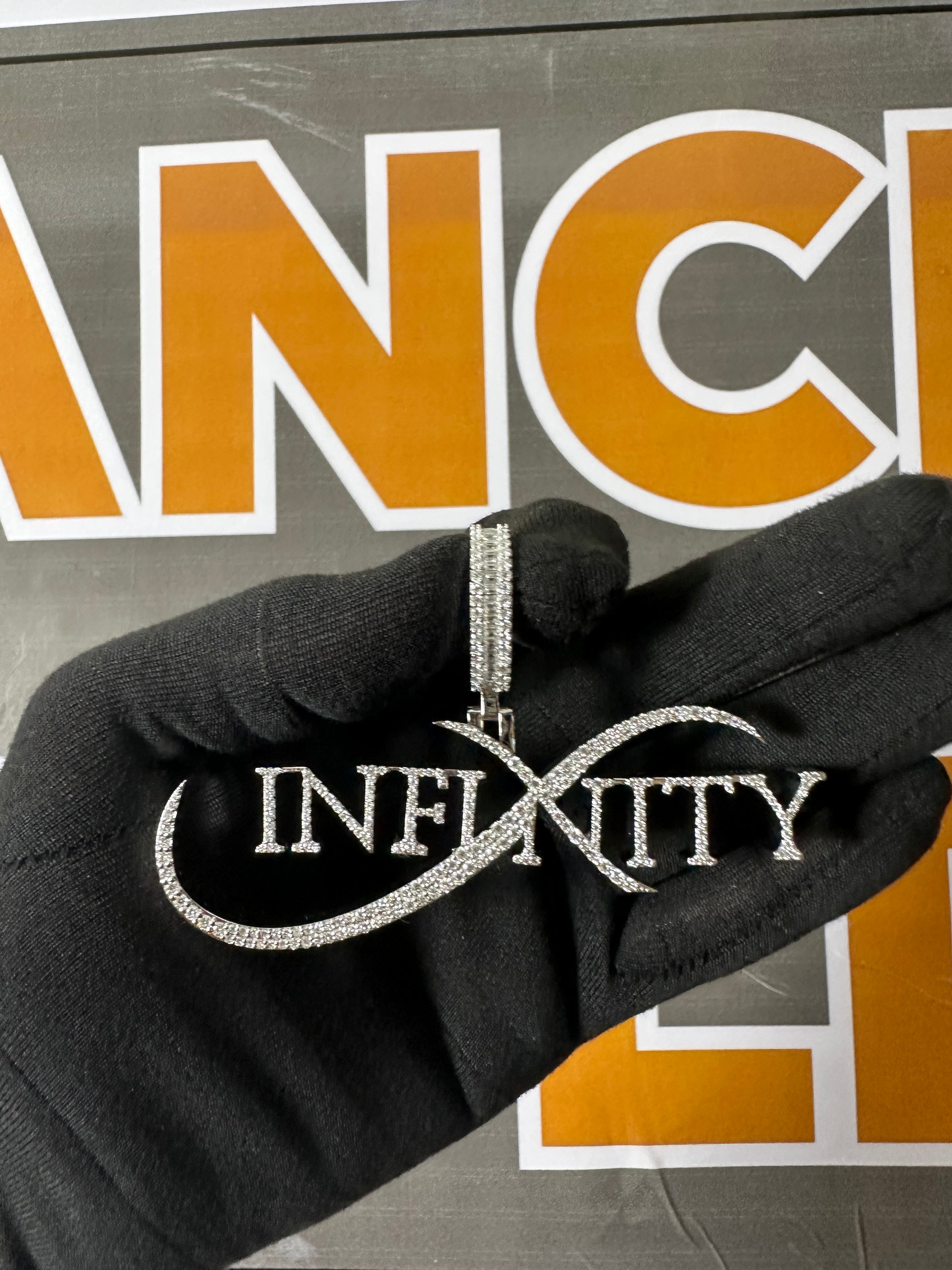 Custom Moissanite Infinity Pendant: Personalized 925 Silver Name Necklace