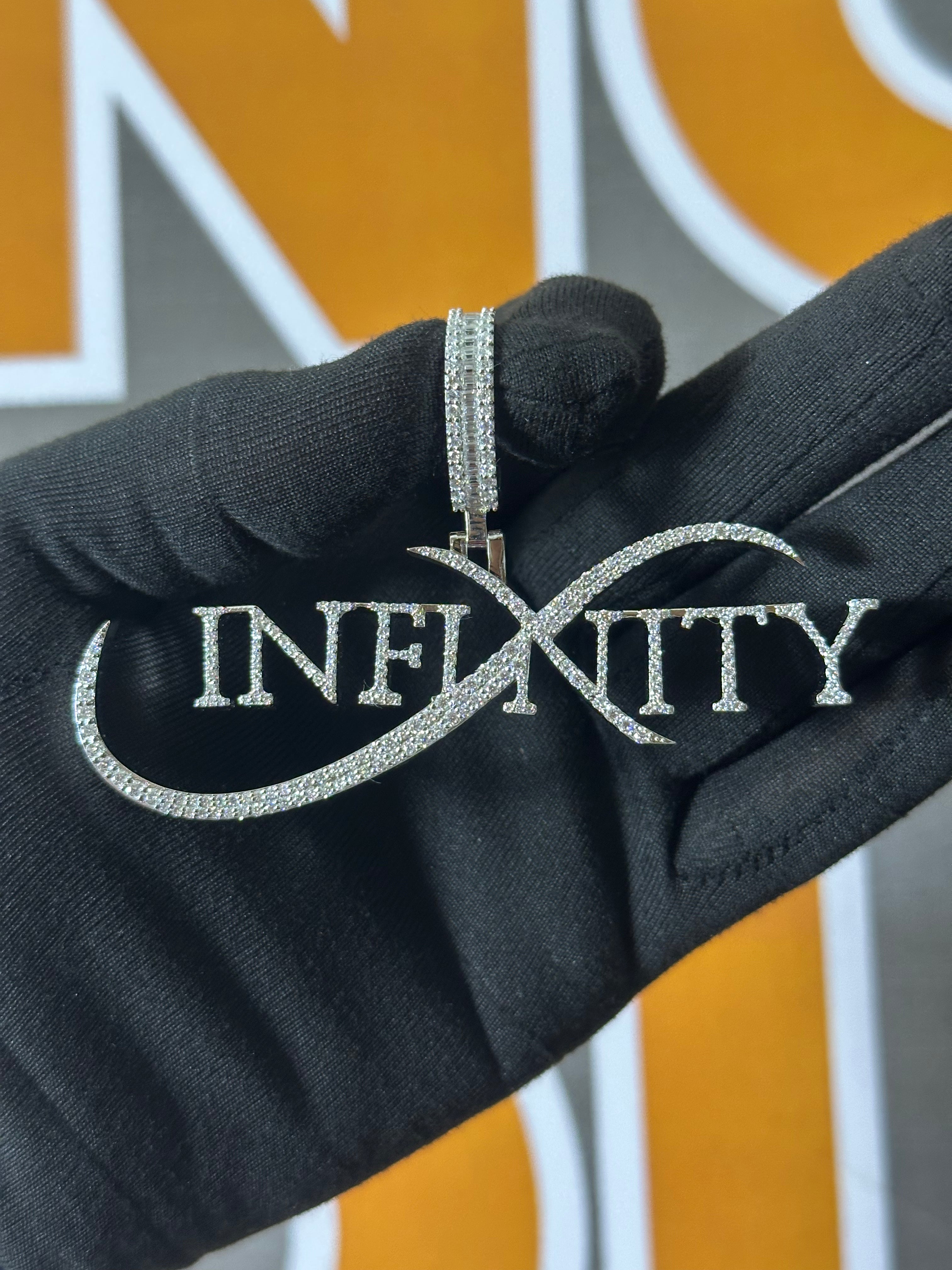 Custom Moissanite Infinity Pendant: Personalized 925 Silver Name Necklace