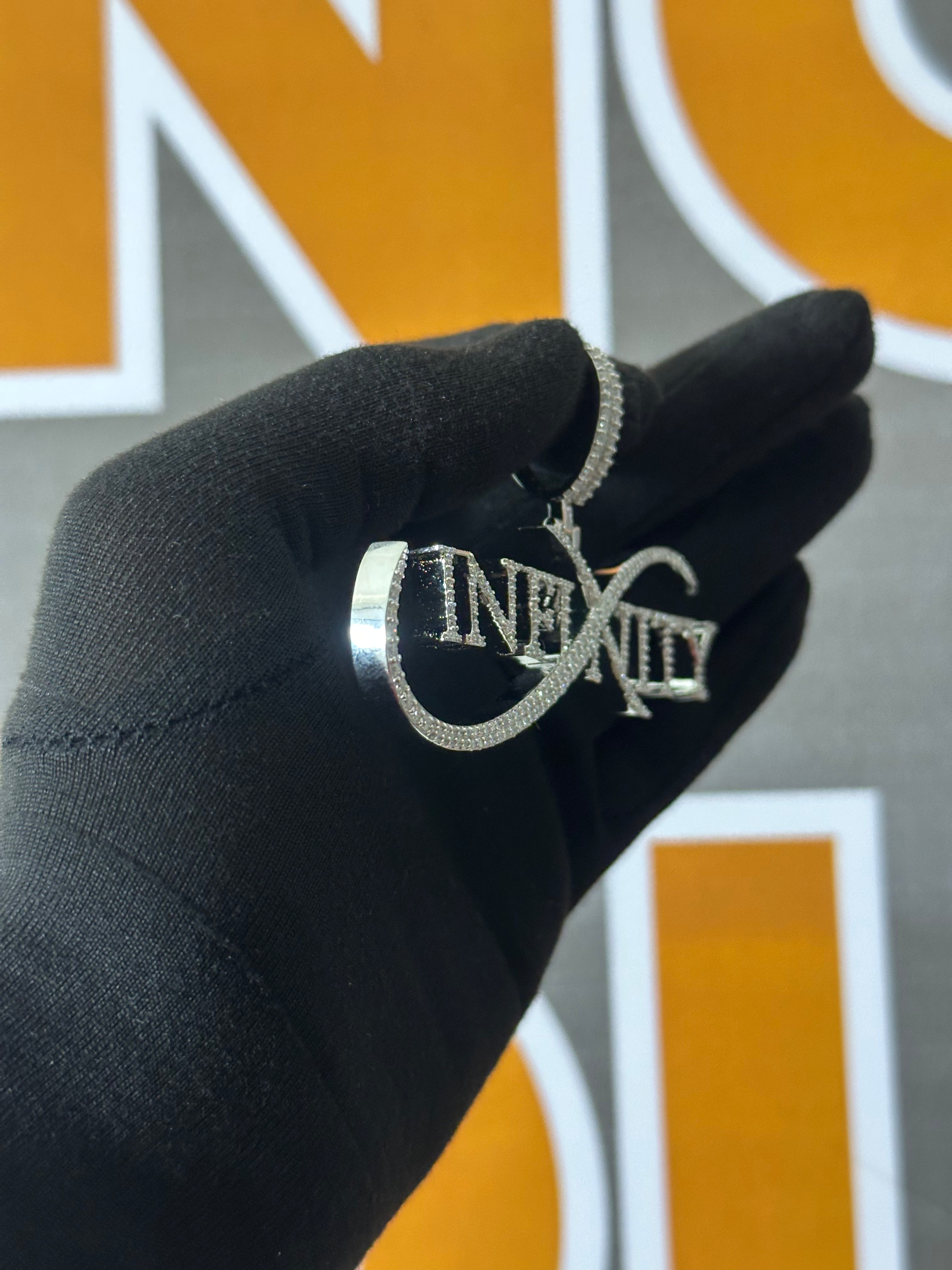 Custom Moissanite Infinity Pendant: Personalized 925 Silver Name Necklace