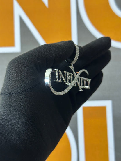 Custom Moissanite Infinity Pendant: Personalized 925 Silver Name Necklace