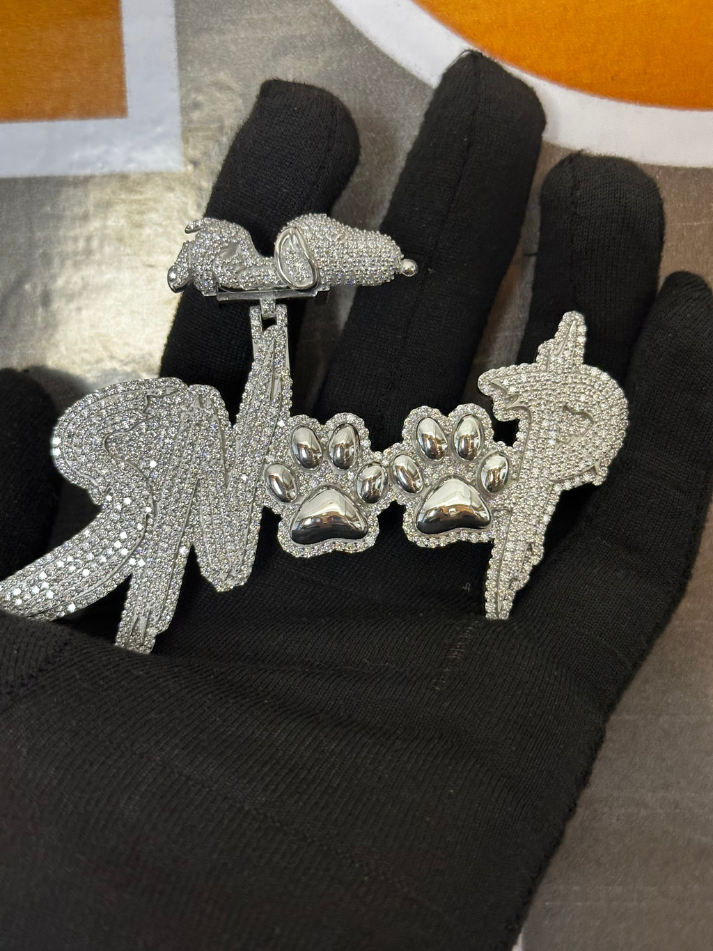 Custom Iced Out Moissanite "SNOOP" Pendant: 925 Silver Dog Paw Hip Hop Jewelry