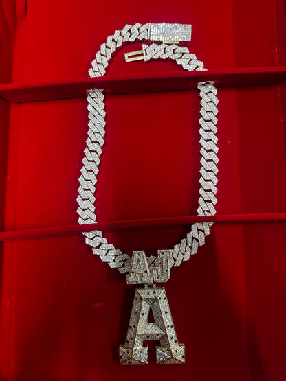 This stunning fully iced-out custom “AJ-A” pendant is crafted with premium detailing and a luxury finish Perfect hip-hop jewelry, rappers