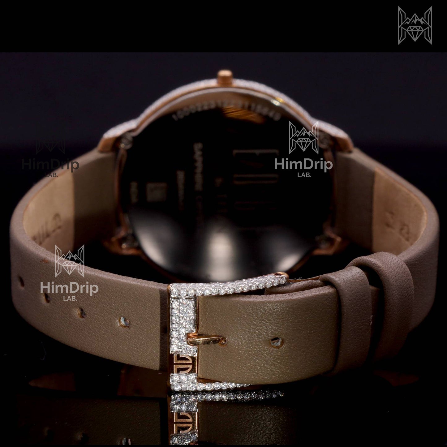 Customized Titan Edge Slim Watch with D Color VVS Moissanite | 18K Rose Gold Plated | Quartz Movement