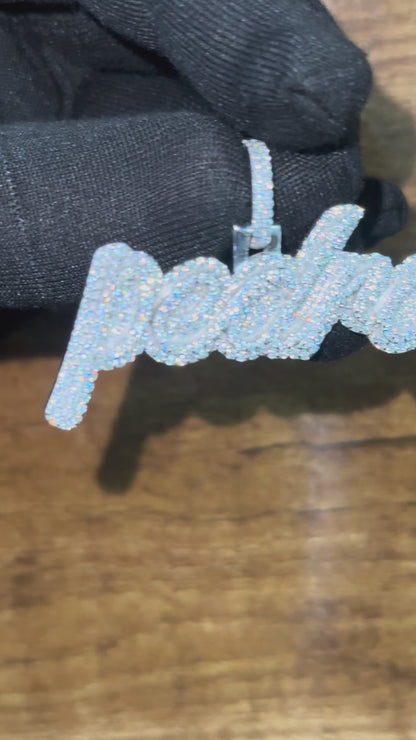 Custom Iced Out Name Pendant: Moissanite Pavé Sterling Silver Hip Hop Necklace