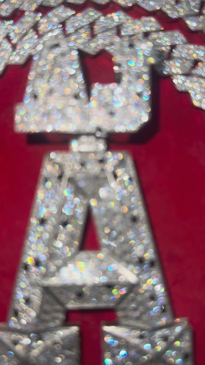 This stunning fully iced-out custom “AJ-A” pendant is crafted with premium detailing and a luxury finish Perfect hip-hop jewelry, rappers