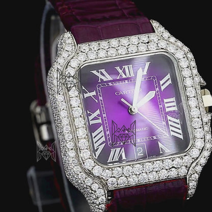 Customized Automatic Moissanite Diamond Royal Oak Offshore Chronograph Leather Strap Watch For Men