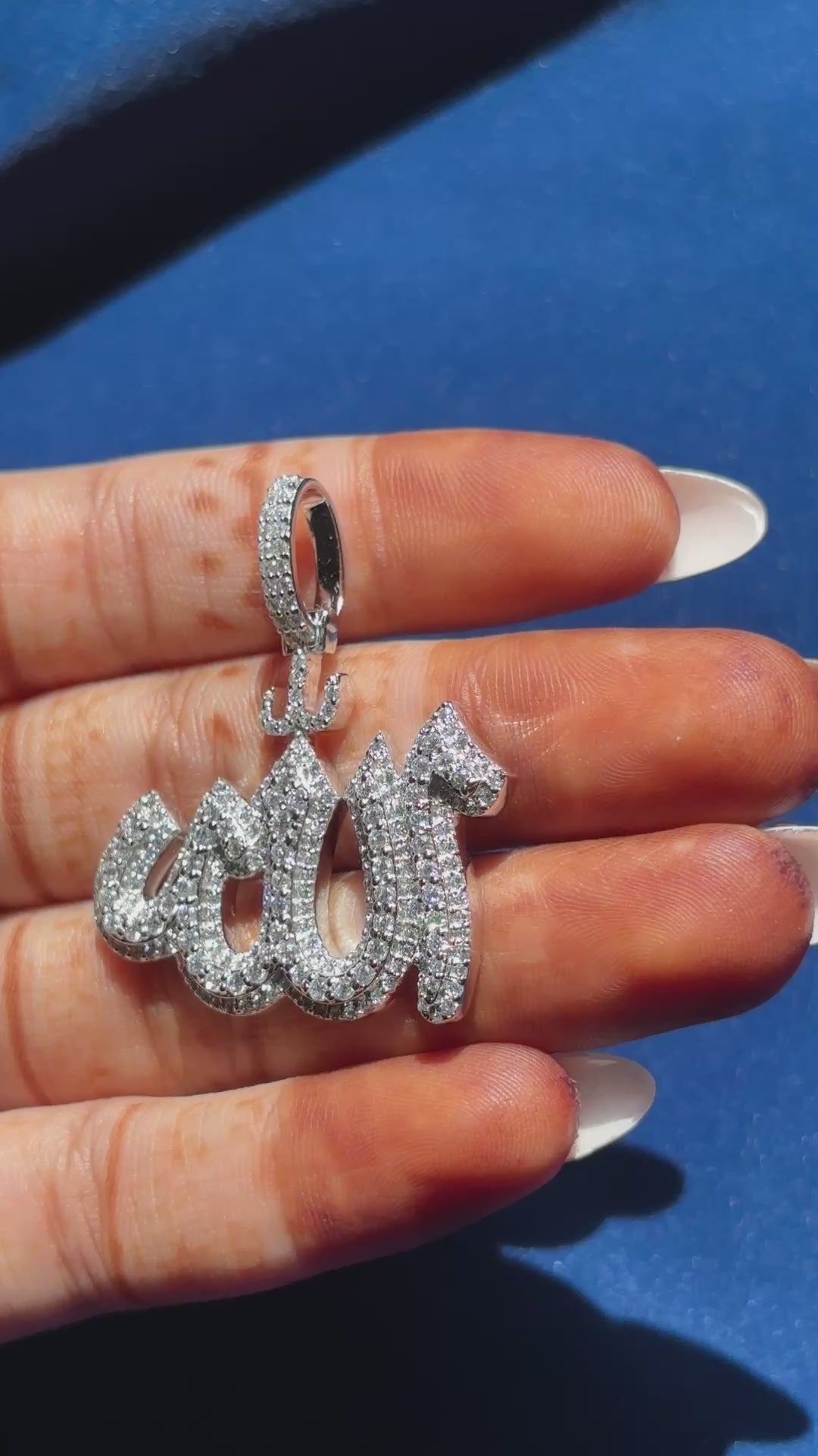 Allah Arabic Moissanite Pendant in 925 Sterling Silver | Iced Out Islamic Necklace | VVS Moissanite Hip Hop Jewelry