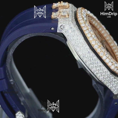 18K Gold Plated Iced Out Moissanite Watch – D VVS Moissanite | Japanese Quartz Movement | Luxury Hip Hop Watch