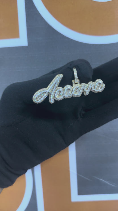 Iced Out Custom Name Pendant: Moissanite Diamonds, Sterling Silver Hip Hop Jewelry