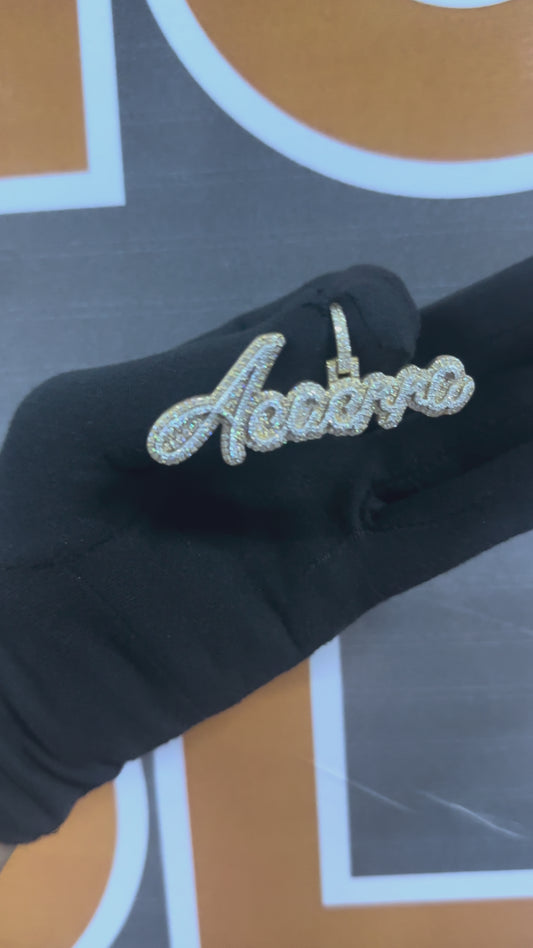 Iced Out Custom Name Pendant: Moissanite Diamonds, Sterling Silver Hip Hop Jewelry