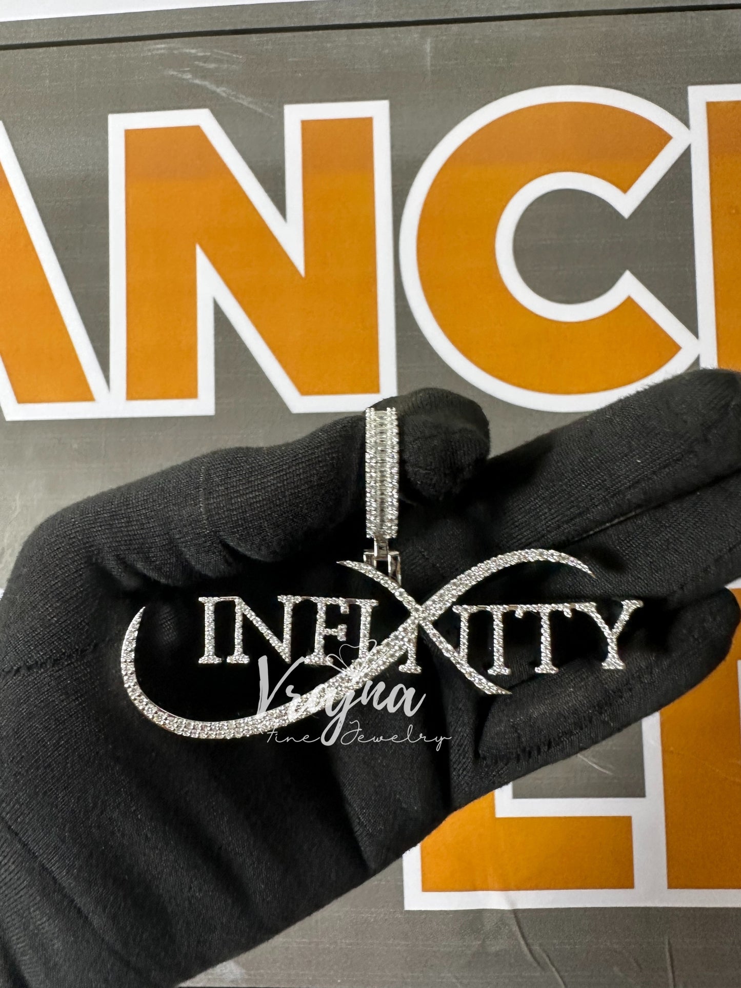 Custom Moissanite Infinity Pendant: Personalized 925 Silver Name Necklace