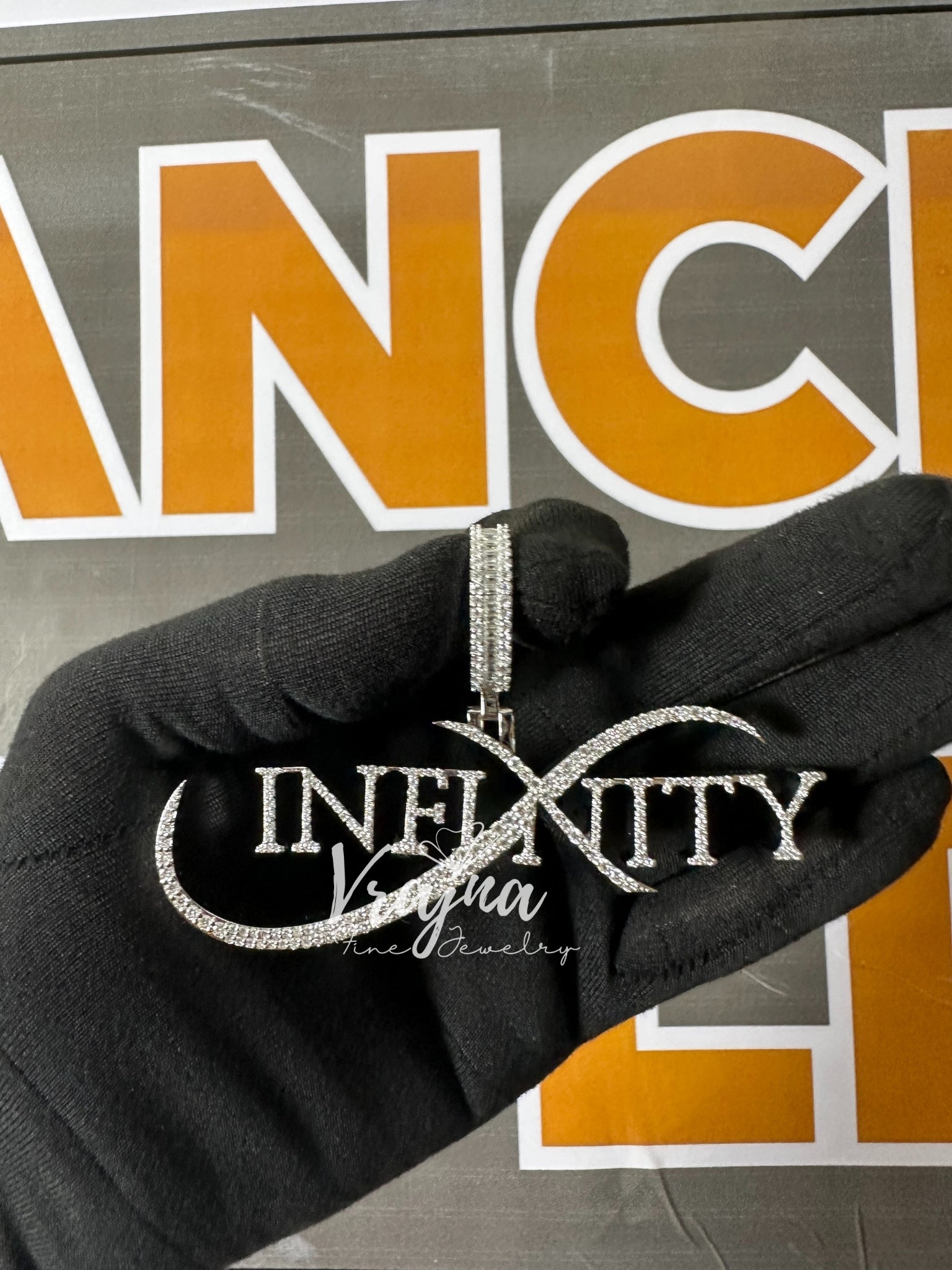 Custom Moissanite Infinity Pendant: Personalized 925 Silver Name Necklace