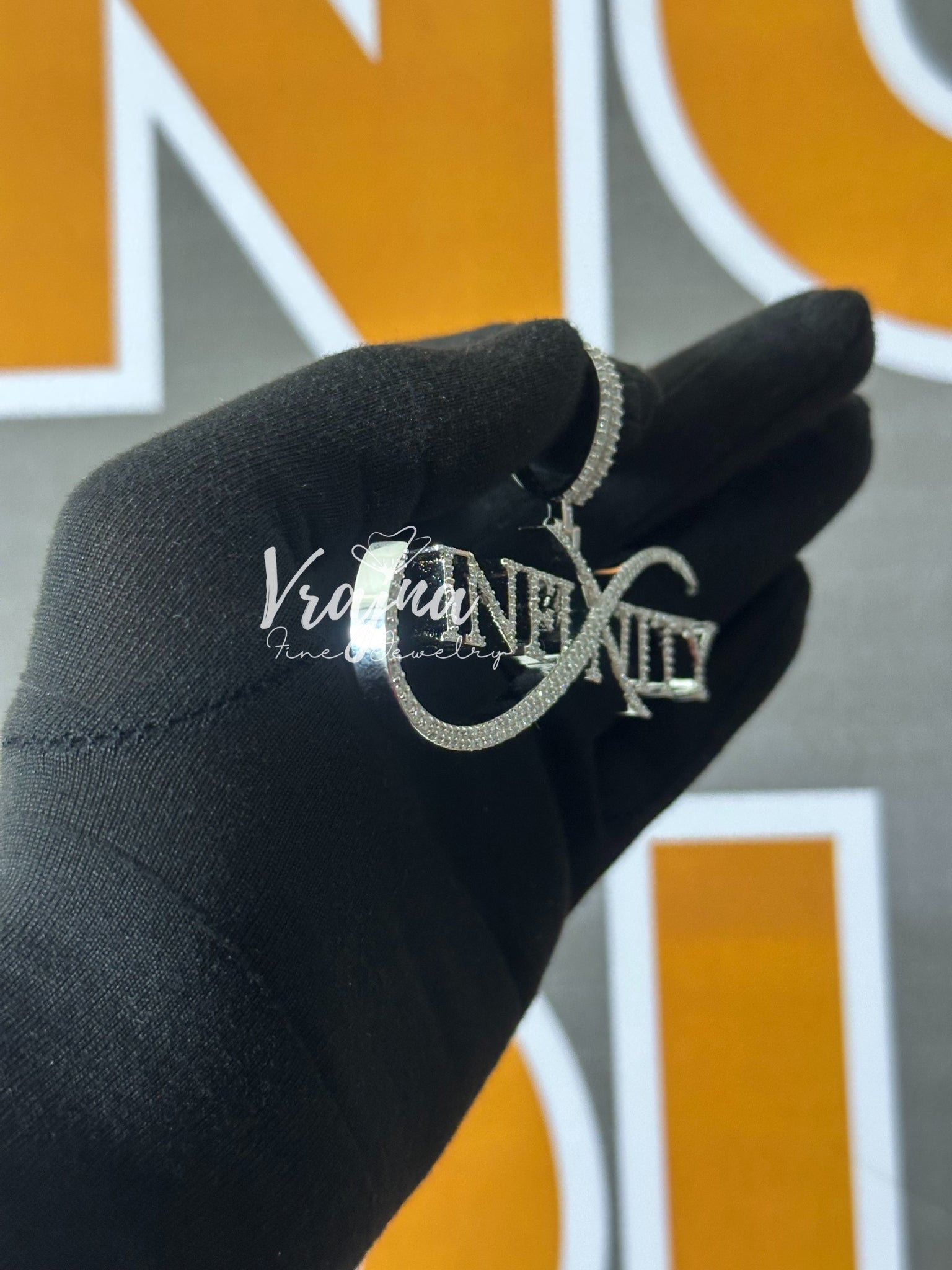 Custom Moissanite Infinity Pendant: Personalized 925 Silver Name Necklace
