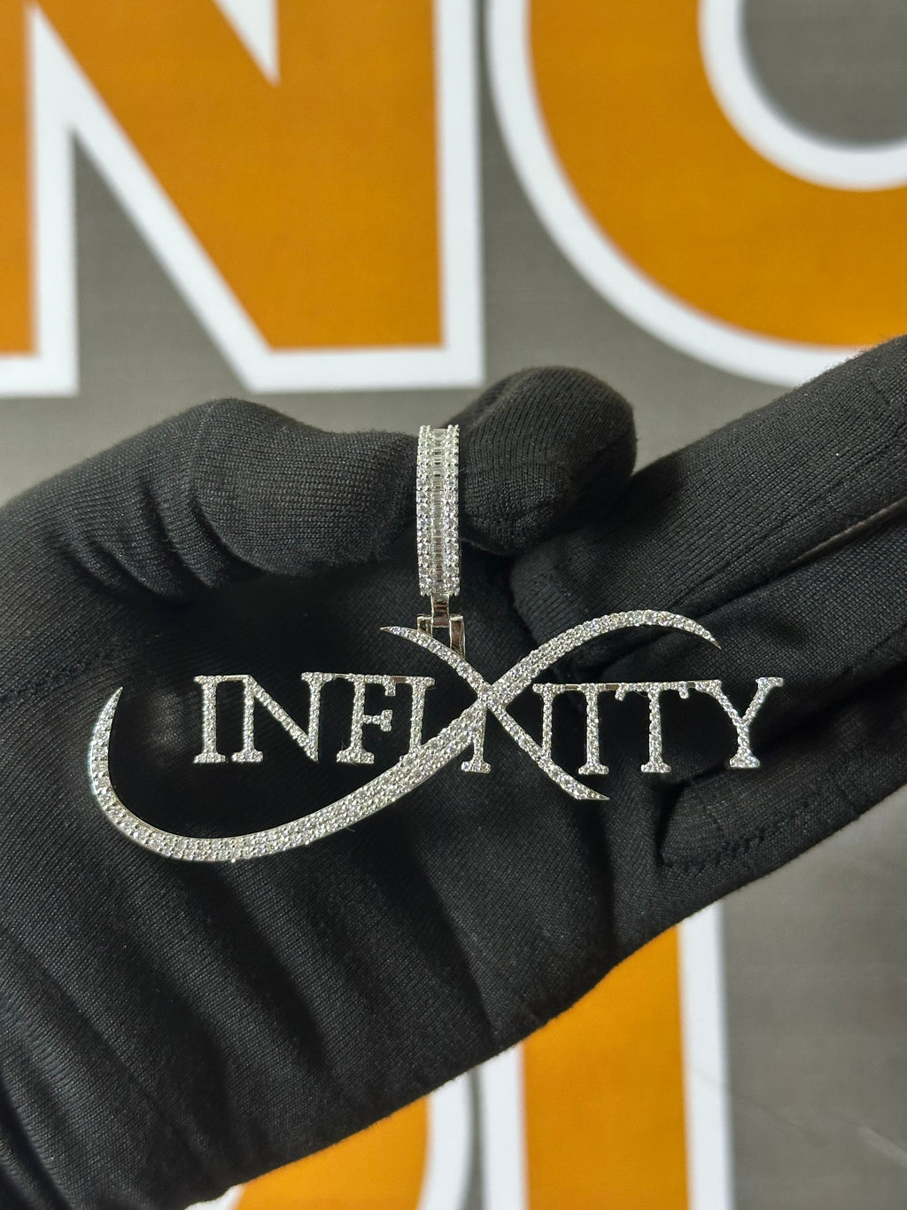 Custom Moissanite Infinity Pendant: Personalized 925 Silver Name Necklace