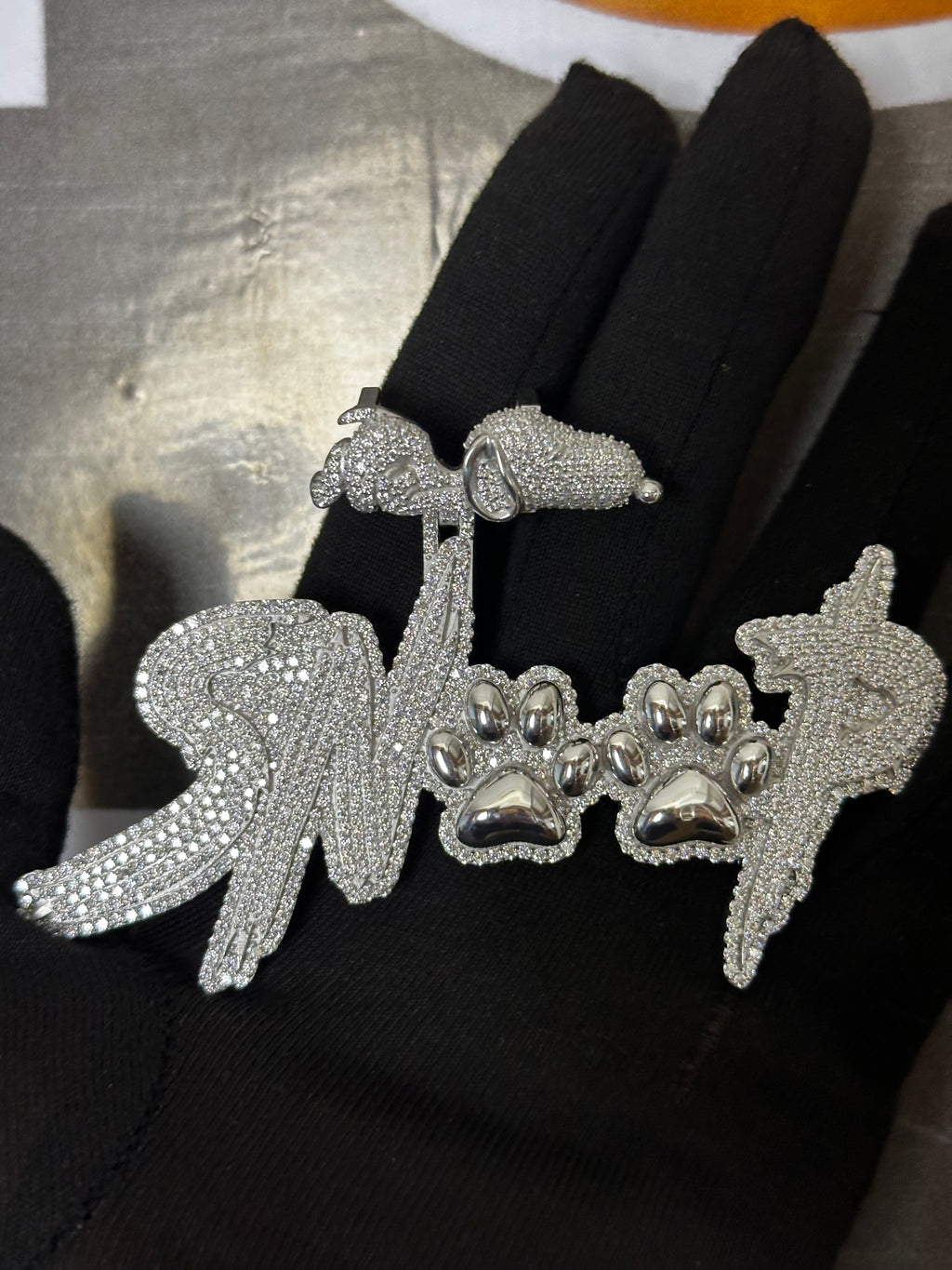 Custom Iced Out Moissanite "SNOOP" Pendant: 925 Silver Dog Paw Hip Hop Jewelry