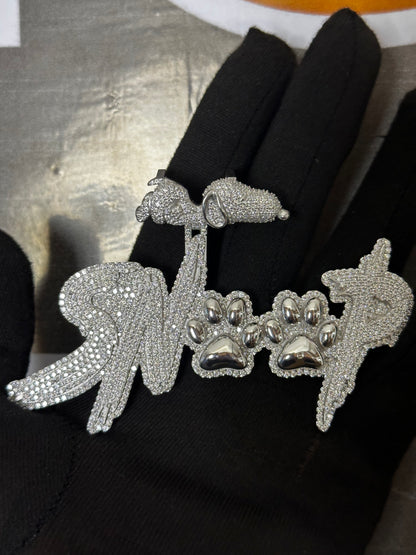 Custom Iced Out Moissanite "SNOOP" Pendant: 925 Silver Dog Paw Hip Hop Jewelry