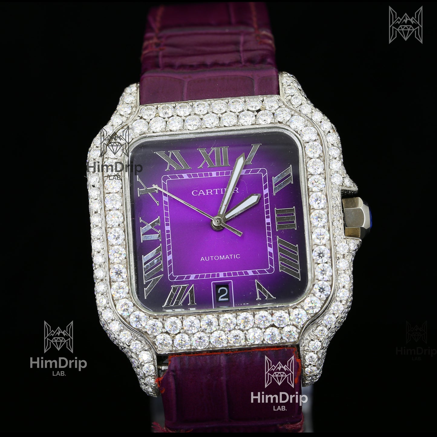 Customized Automatic Moissanite Diamond Royal Oak Offshore Chronograph Leather Strap Watch For Men